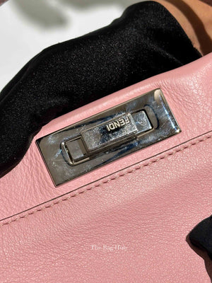 Fendi Pink Leather Whipstitched Peekaboo Medium Top Handle Bag