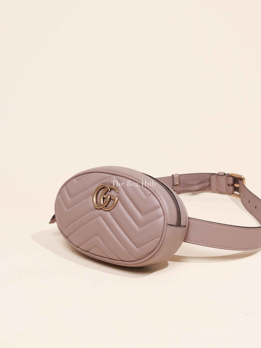 Gucci Dusty Pink Calfskin Matelasse GG Marmont Belt Bag Size 85