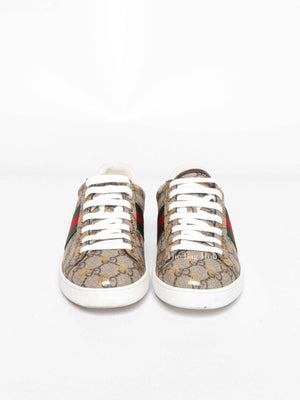 Gucci GG Supreme Monogram Bees Ace Web Sneakers Size 37.5
