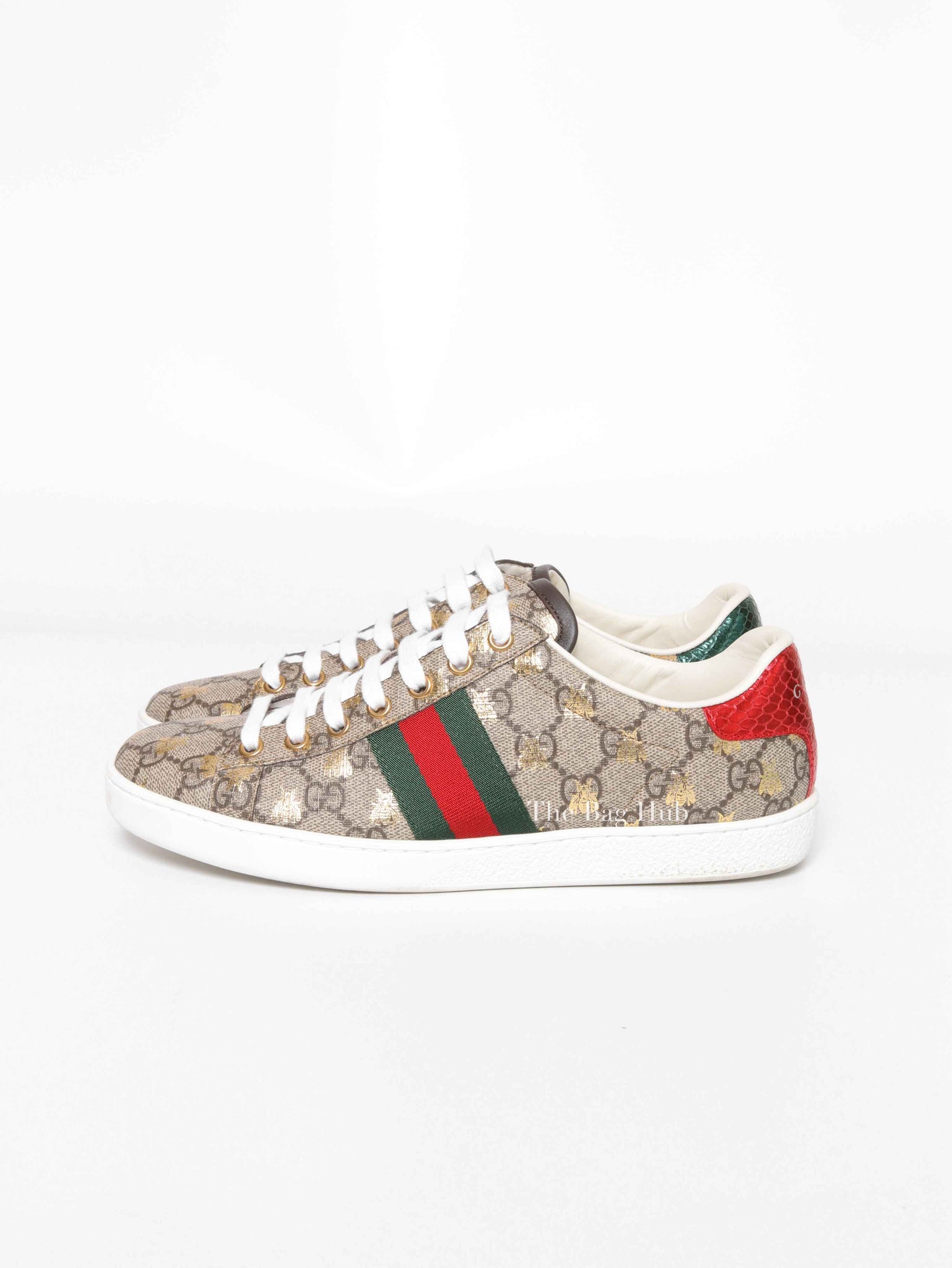 Gucci GG Supreme Monogram Bees Ace Web Sneakers Size 37.5
