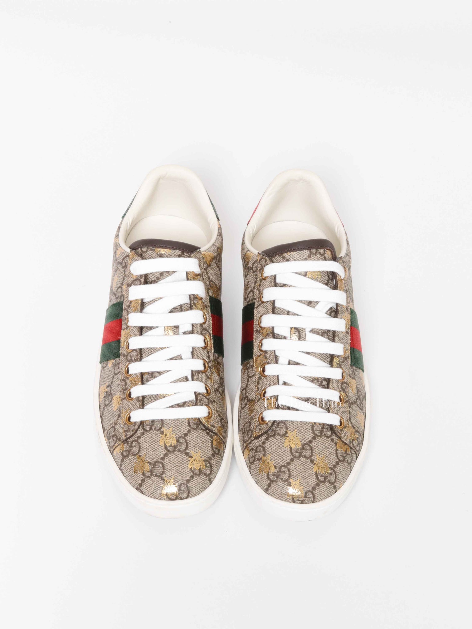 Gucci GG Supreme Monogram Bees Ace Web Sneakers Size 37.5