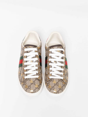 Gucci GG Supreme Monogram Bees Ace Web Sneakers Size 37.5
