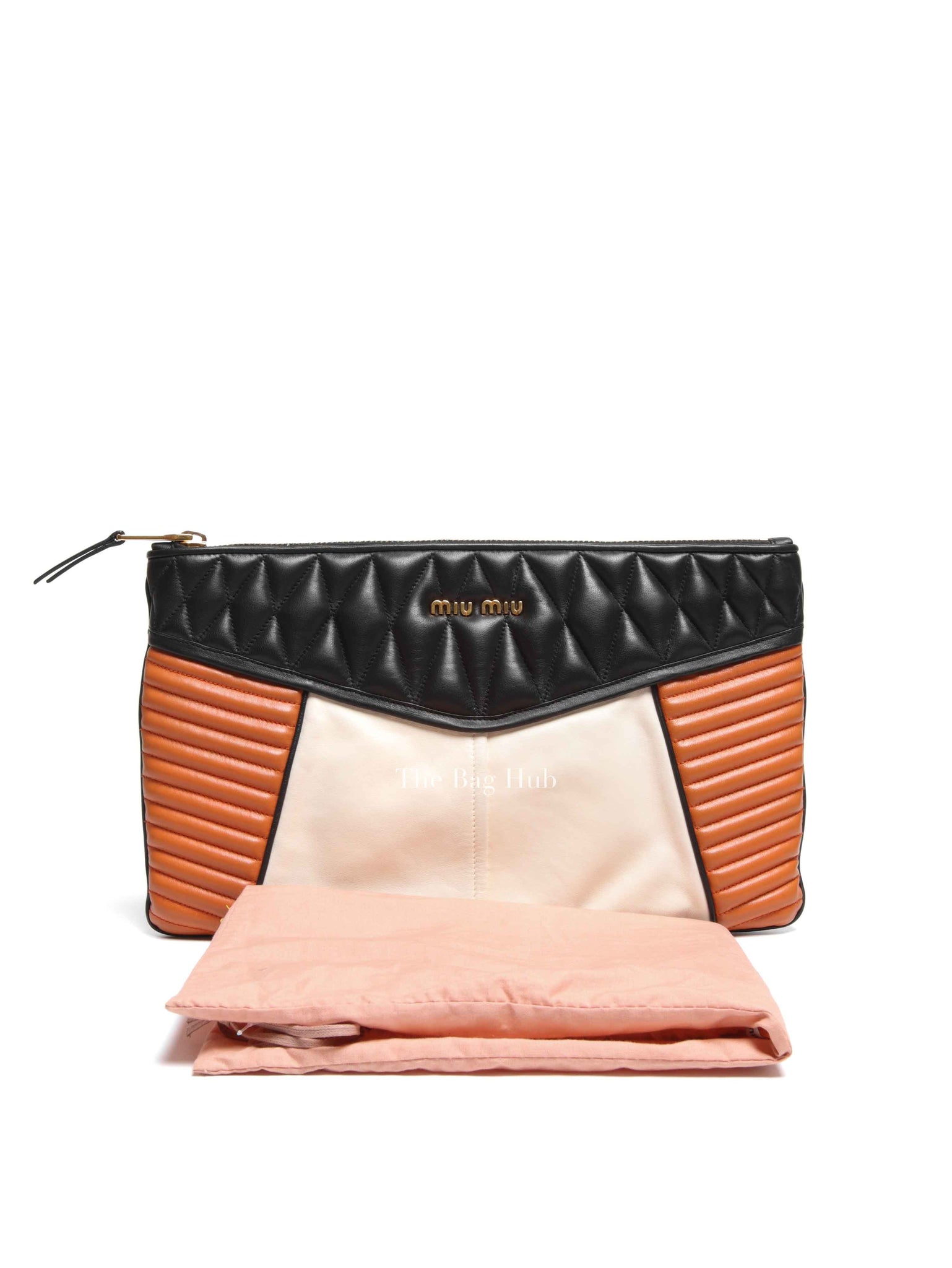 Miu Miu Black/White/Orange Leather Clutch Bag