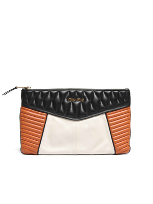 Miu Miu Black/White/Orange Leather Clutch Bag