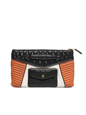 Miu Miu Black/White/Orange Leather Clutch Bag