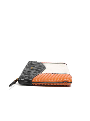 Miu Miu Black/White/Orange Leather Clutch Bag