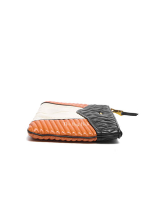 Miu Miu Black/White/Orange Leather Clutch Bag