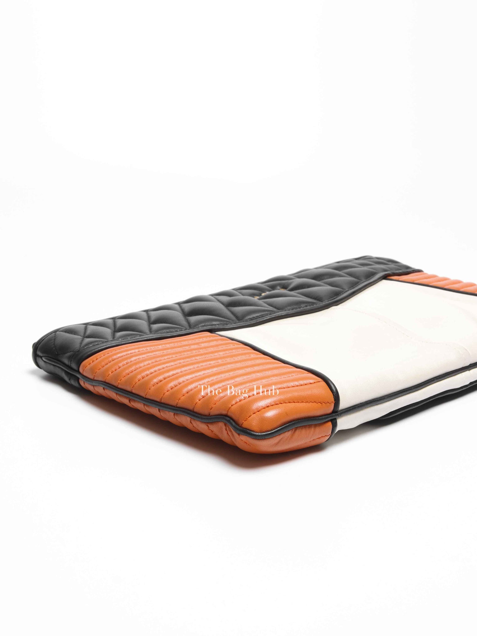 Miu Miu Black/White/Orange Leather Clutch Bag