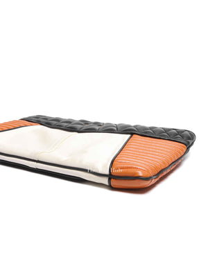 Miu Miu Black/White/Orange Leather Clutch Bag
