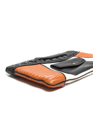 Miu Miu Black/White/Orange Leather Clutch Bag