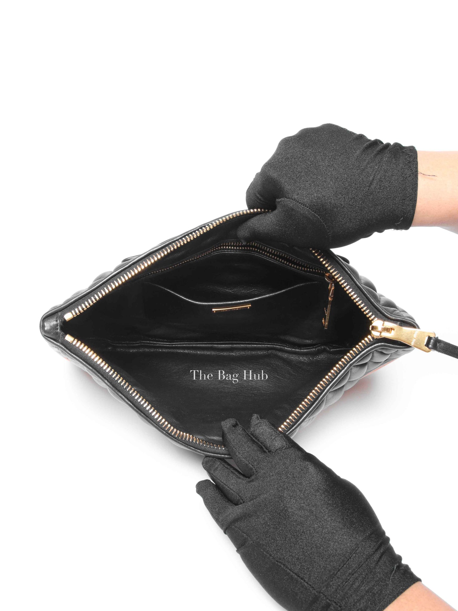 Miu Miu Black/White/Orange Leather Clutch Bag