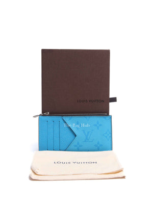 Louis Vuitton Blue Lagoon Taigarama Leather Coin Card Holder
