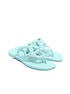 Hermes Vert Embrun Egerie Rubber Sandals Size 37