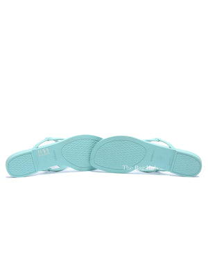 Hermes Vert Embrun Egerie Rubber Sandals Size 37