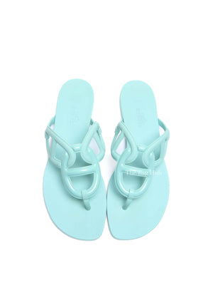 Hermes Vert Embrun Egerie Rubber Sandals Size 37