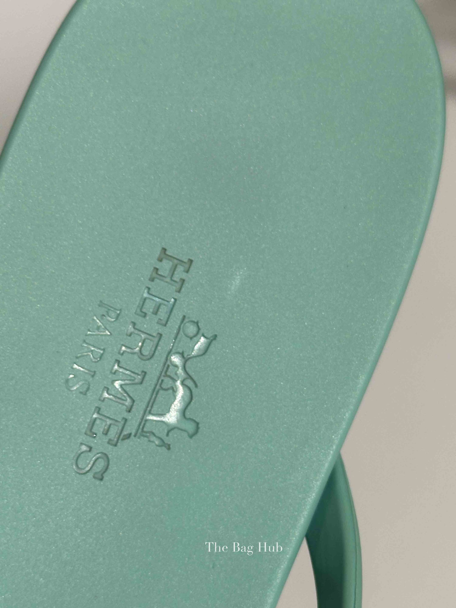 Hermes Vert Embrun Egerie Rubber Sandals Size 37