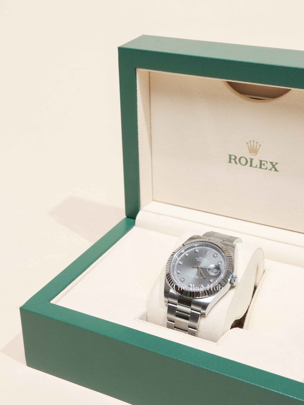 Rolex Stainless Steel Rhodium Dial Diamond Hour Marker Datejust II 41mm Watch