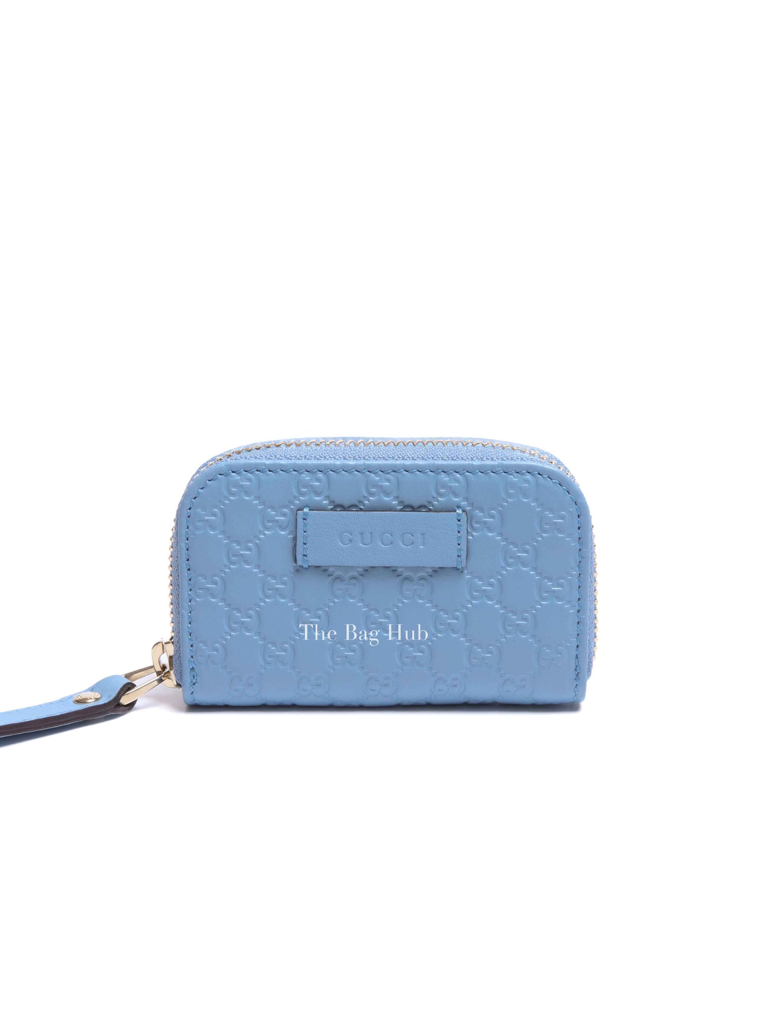 Gucci Light Blue Leather Microguccissima Coin Case
