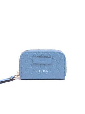 Gucci Light Blue Leather Microguccissima Coin Case