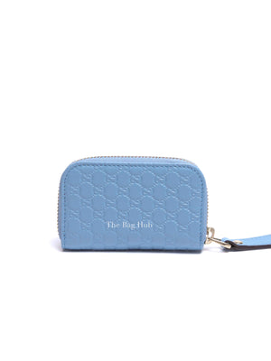 Gucci Light Blue Leather Microguccissima Coin Case