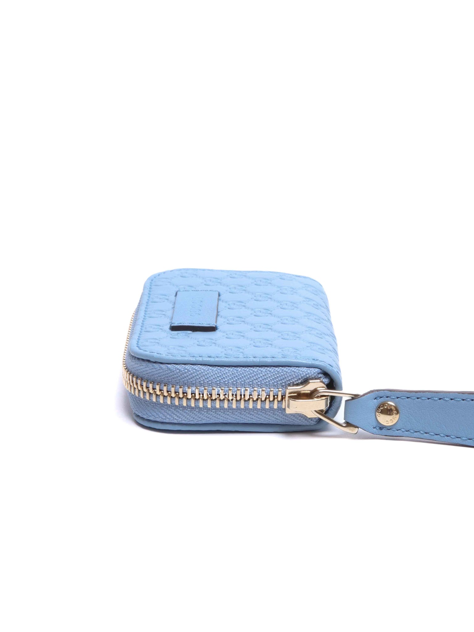 Gucci Light Blue Leather Microguccissima Coin Case