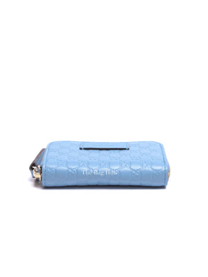 Gucci Light Blue Leather Microguccissima Coin Case