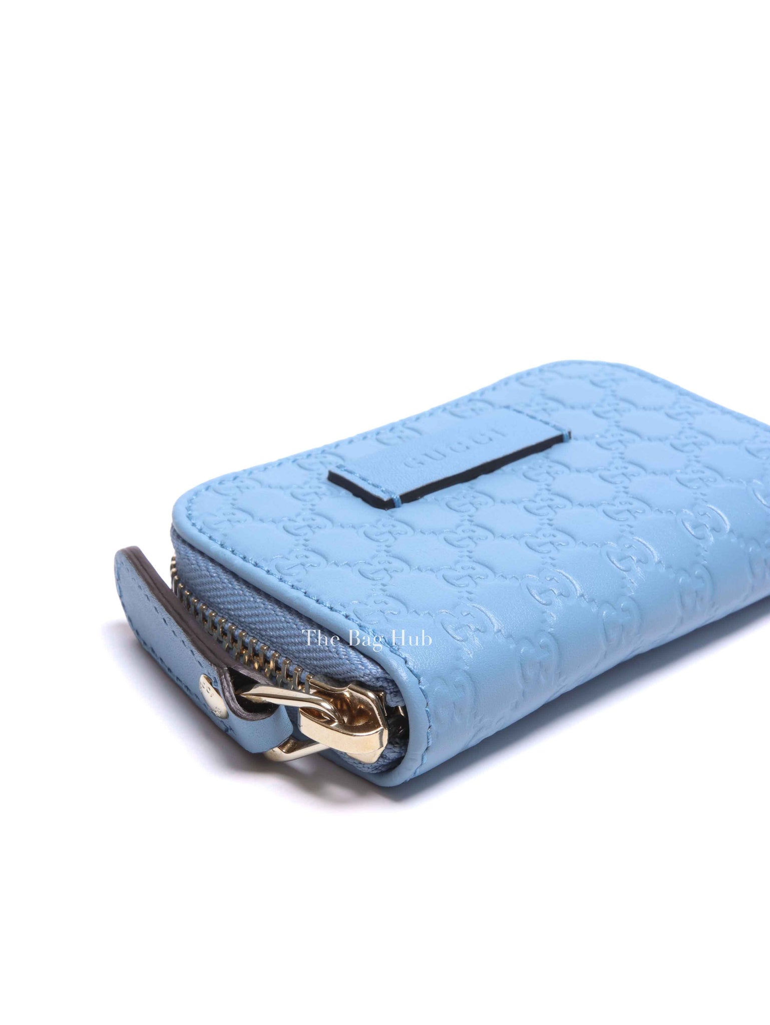 Gucci Light Blue Leather Microguccissima Coin Case