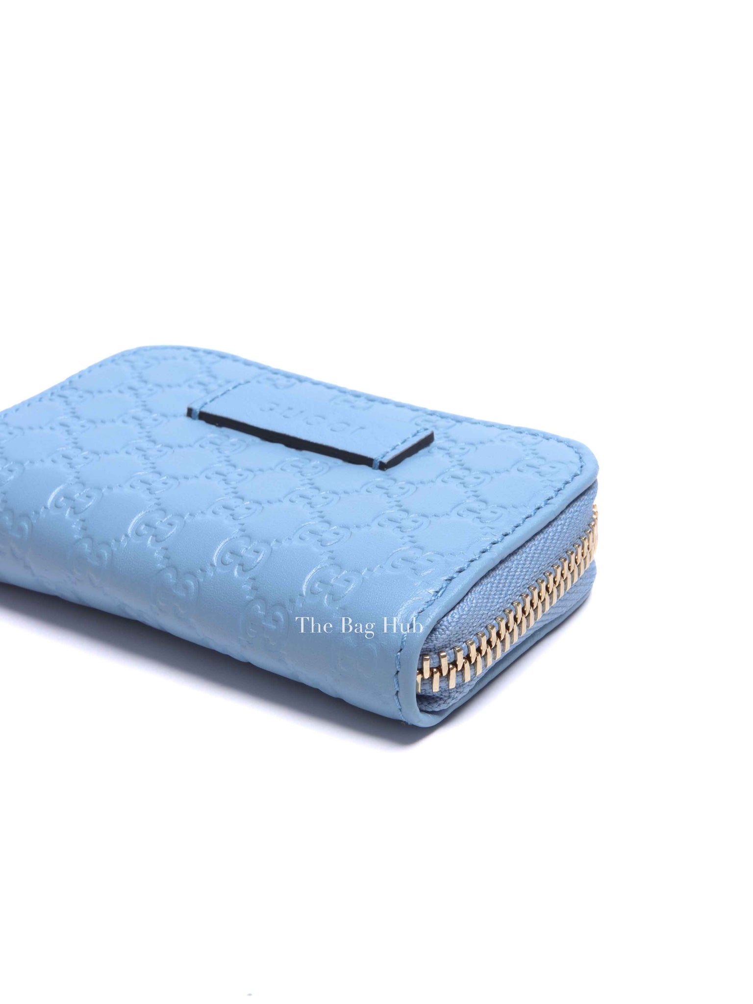 Gucci Light Blue Leather Microguccissima Coin Case