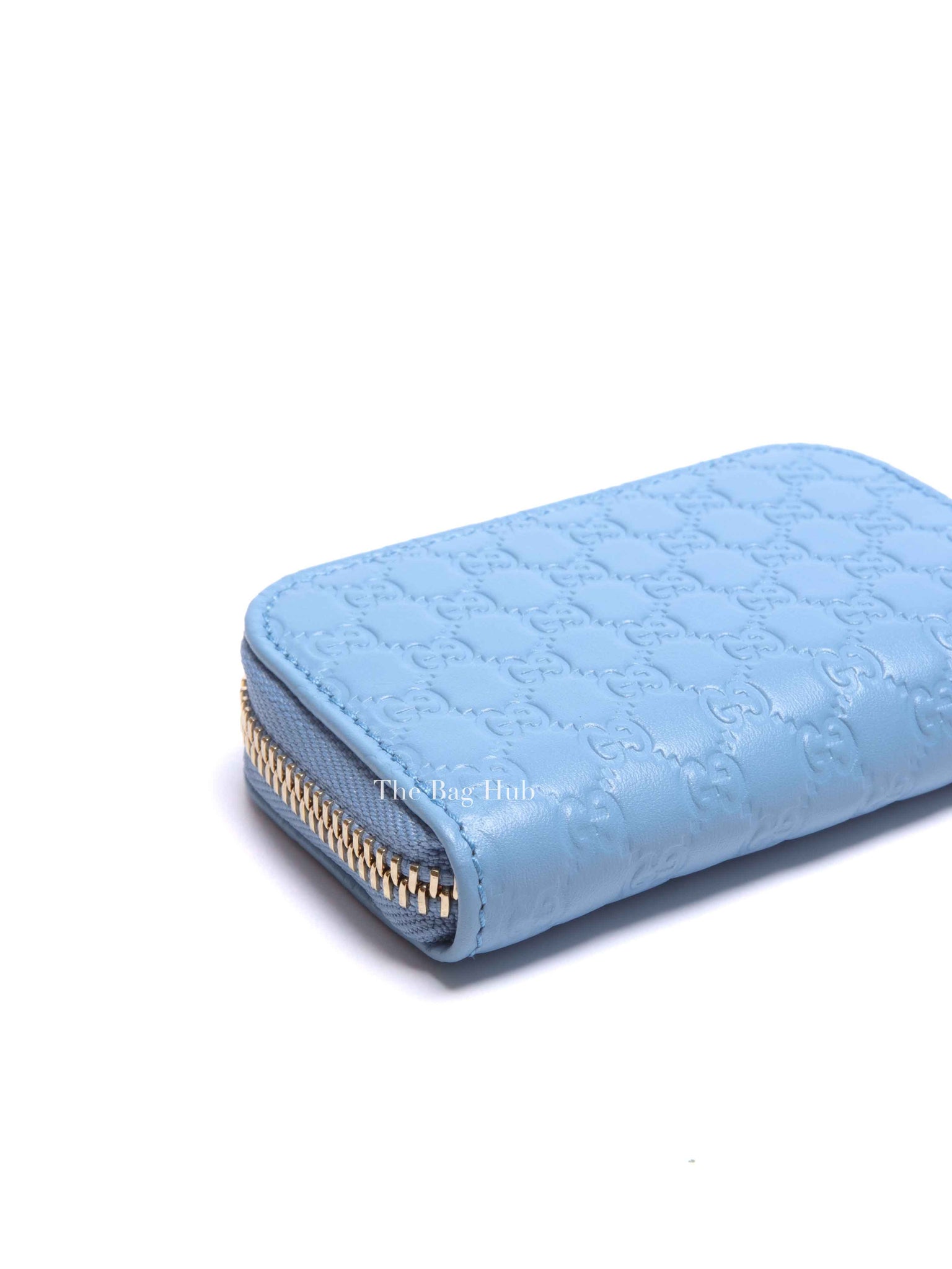 Gucci Light Blue Leather Microguccissima Coin Case