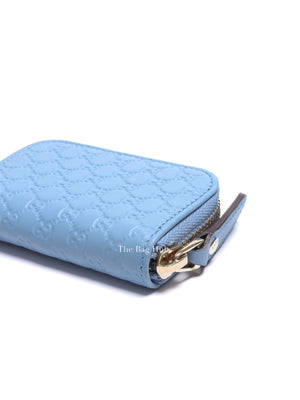 Gucci Light Blue Leather Microguccissima Coin Case