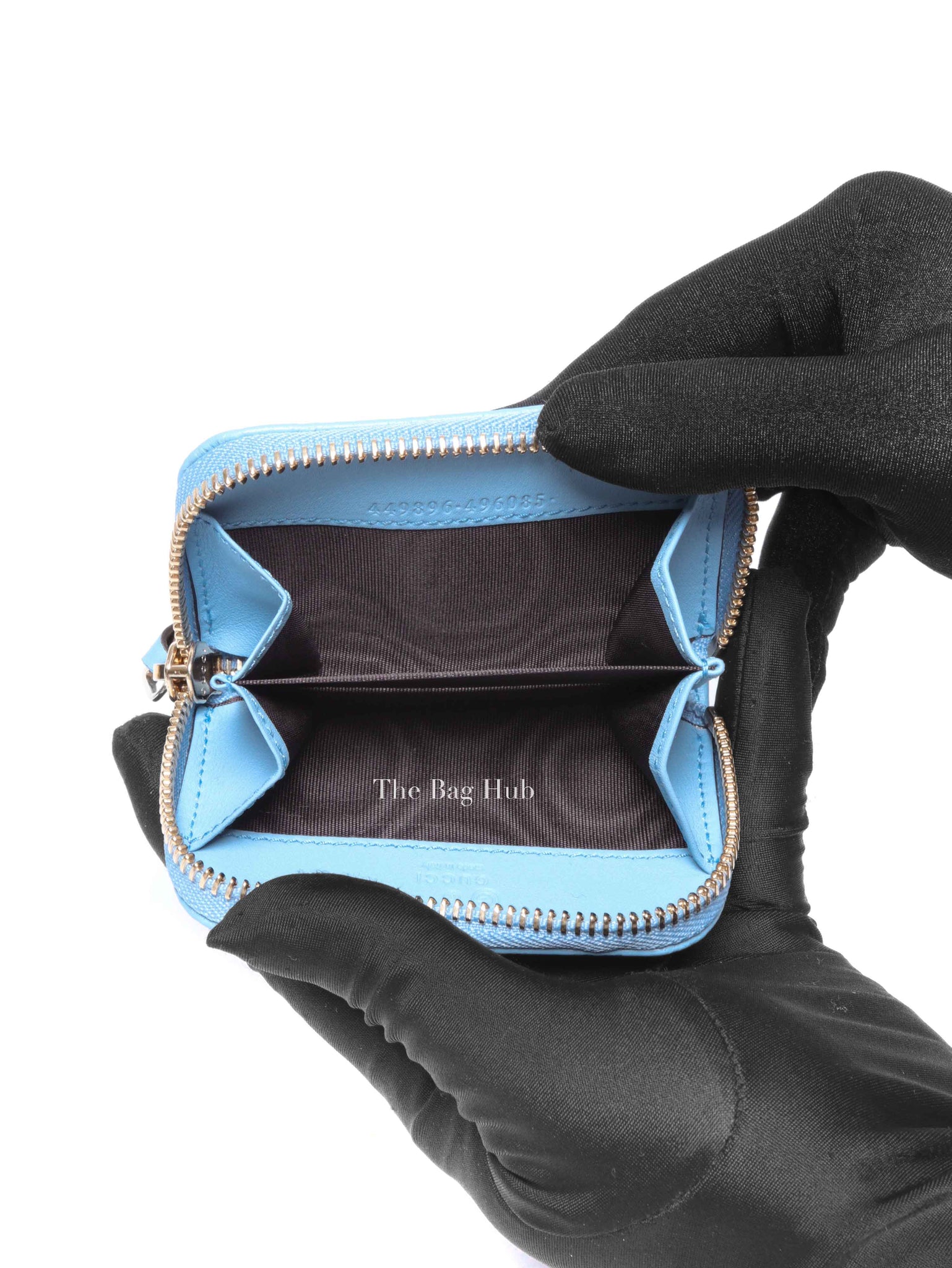 Gucci Light Blue Leather Microguccissima Coin Case