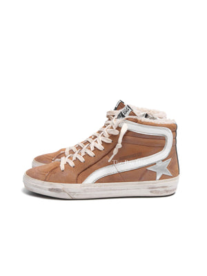 Golden Goose Brown Leather Limited Edition Slide Sneakers Women's Size 38