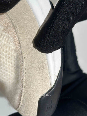 Chanel Grey/Beige Suede and Knit Fabric CC Low Top Sneakers Size 37.5