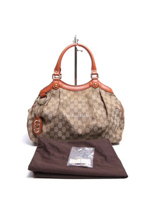 Gucci Beige/Brown GG Canvas and Leather Medium Sukey Tote Bag
