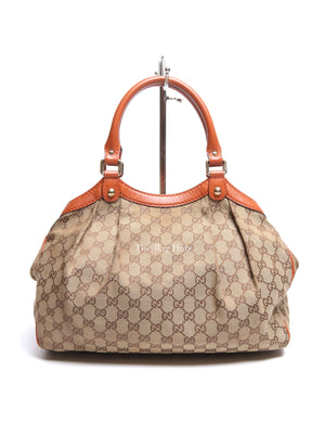 Gucci Beige/Brown GG Canvas and Leather Medium Sukey Tote Bag