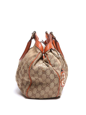 Gucci Beige/Brown GG Canvas and Leather Medium Sukey Tote Bag