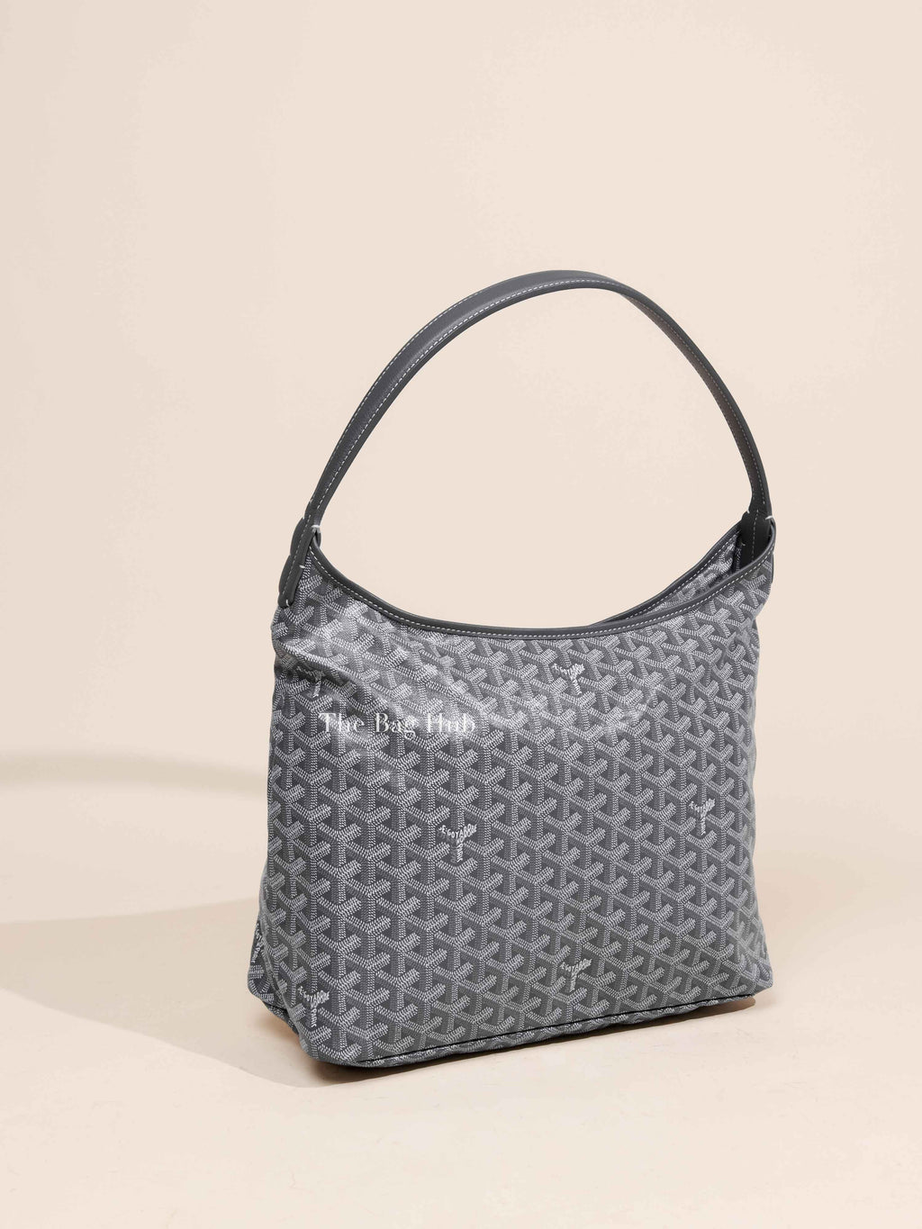 Goyard Gray Canvas Leather Goyardine Boheme Hobo Bag