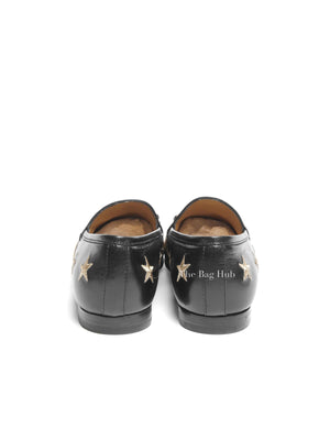 Gucci Black Leather Bee Jordaan Loafers Size 36