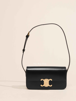 Celine Black Shiny Calfskin Claude Shoulder Bag