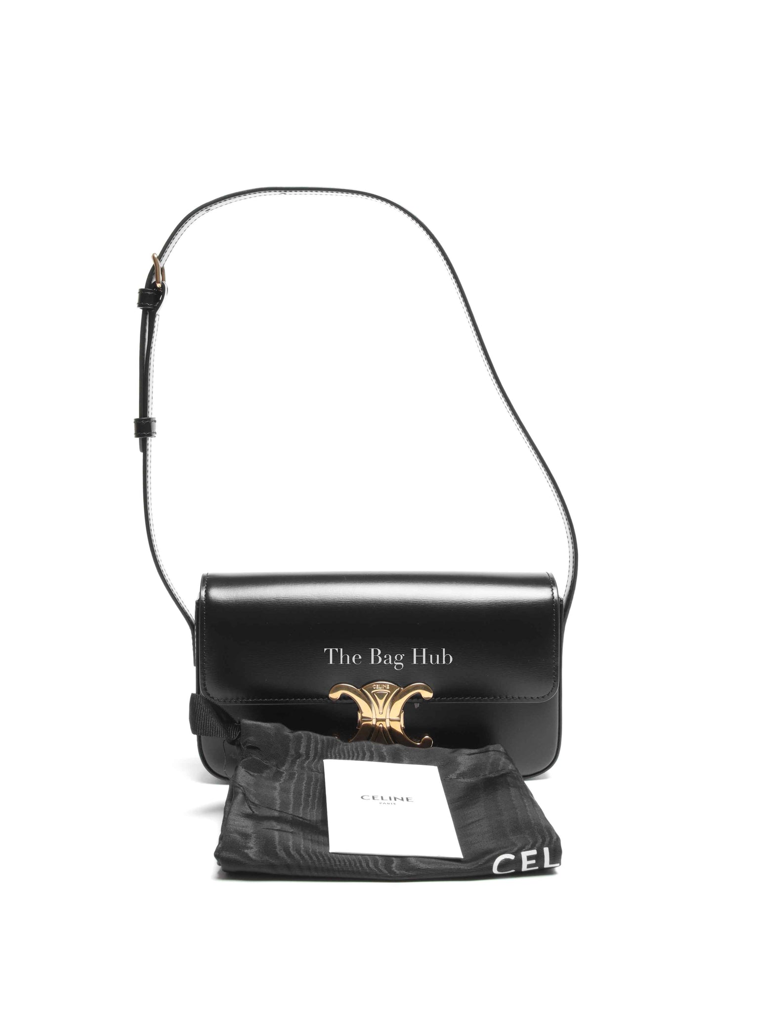 Celine Black Shiny Calfskin Claude Shoulder Bag