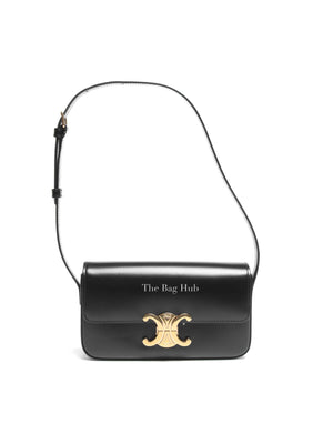 Celine Black Shiny Calfskin Claude Shoulder Bag