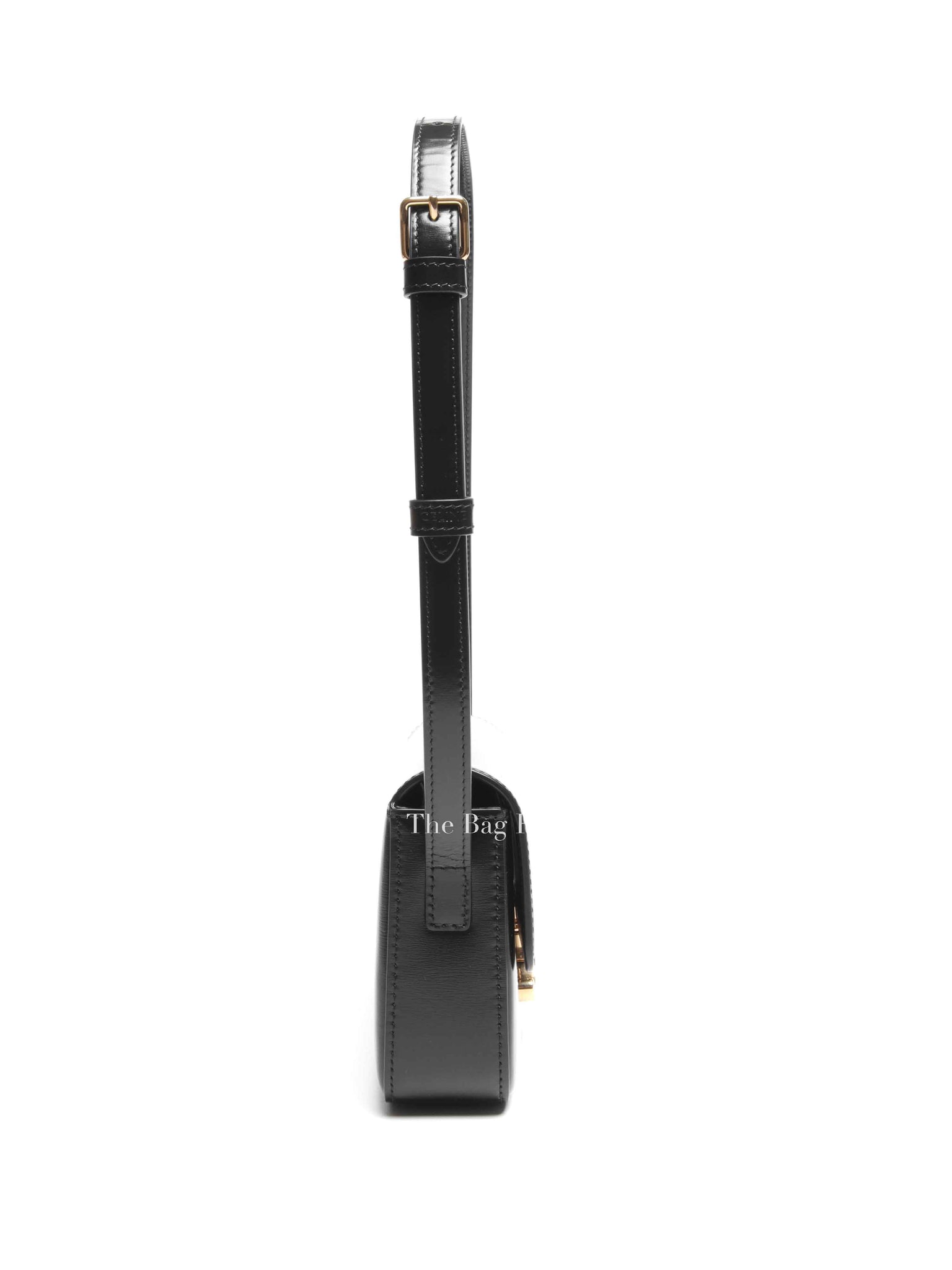 Celine Black Shiny Calfskin Claude Shoulder Bag