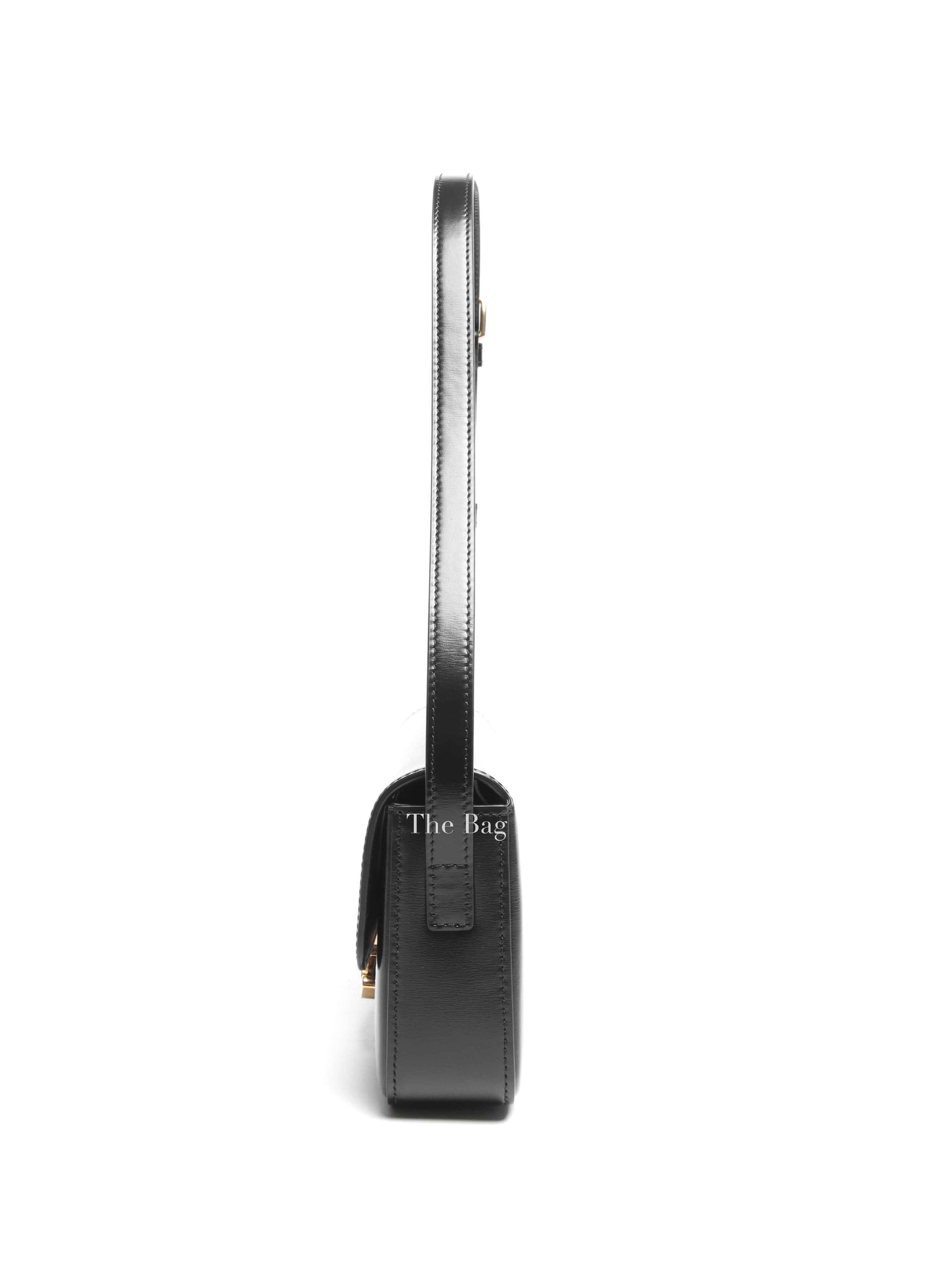 Celine Black Shiny Calfskin Claude Shoulder Bag