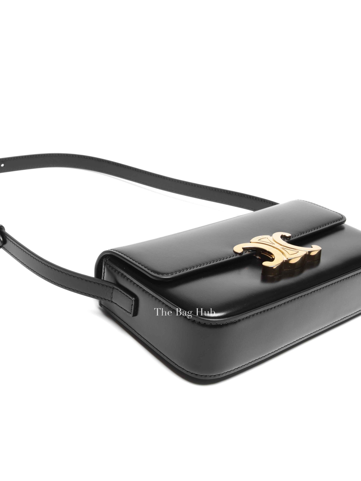 Celine Black Shiny Calfskin Claude Shoulder Bag