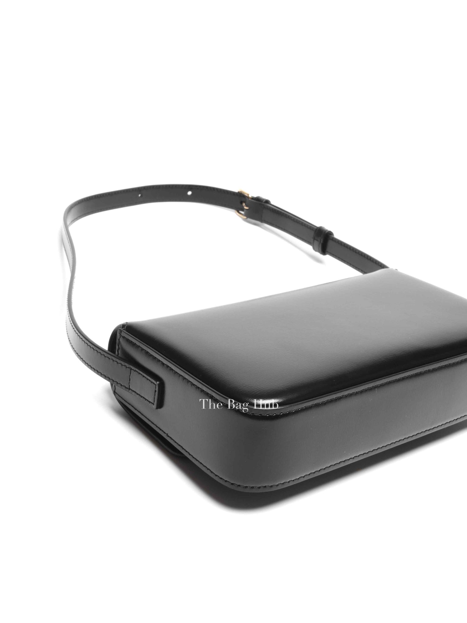 Celine Black Shiny Calfskin Claude Shoulder Bag