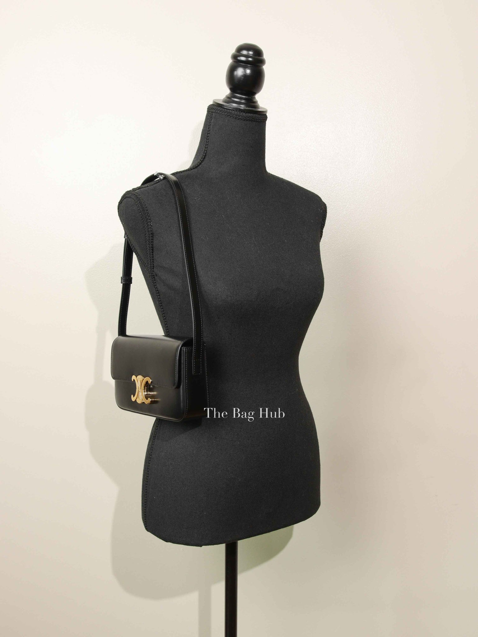 Celine Black Shiny Calfskin Claude Shoulder Bag