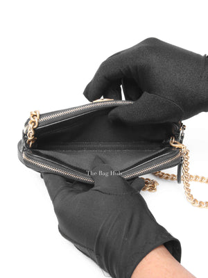 Chanel Black Quilted Leather Boy Chain Clutch Bag GHW