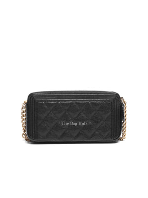 Chanel Black Quilted Leather Boy Chain Clutch Bag GHW