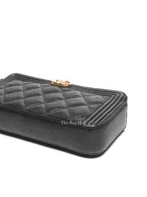 Chanel Black Quilted Leather Boy Chain Clutch Bag GHW