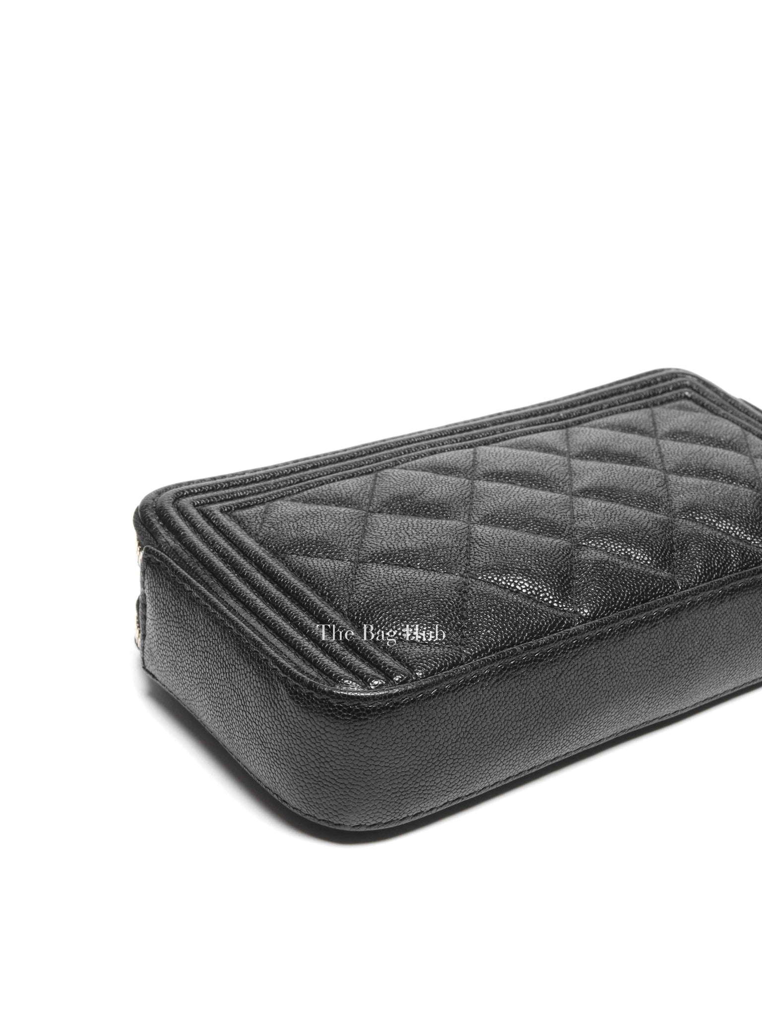 Chanel Black Quilted Leather Boy Chain Clutch Bag GHW